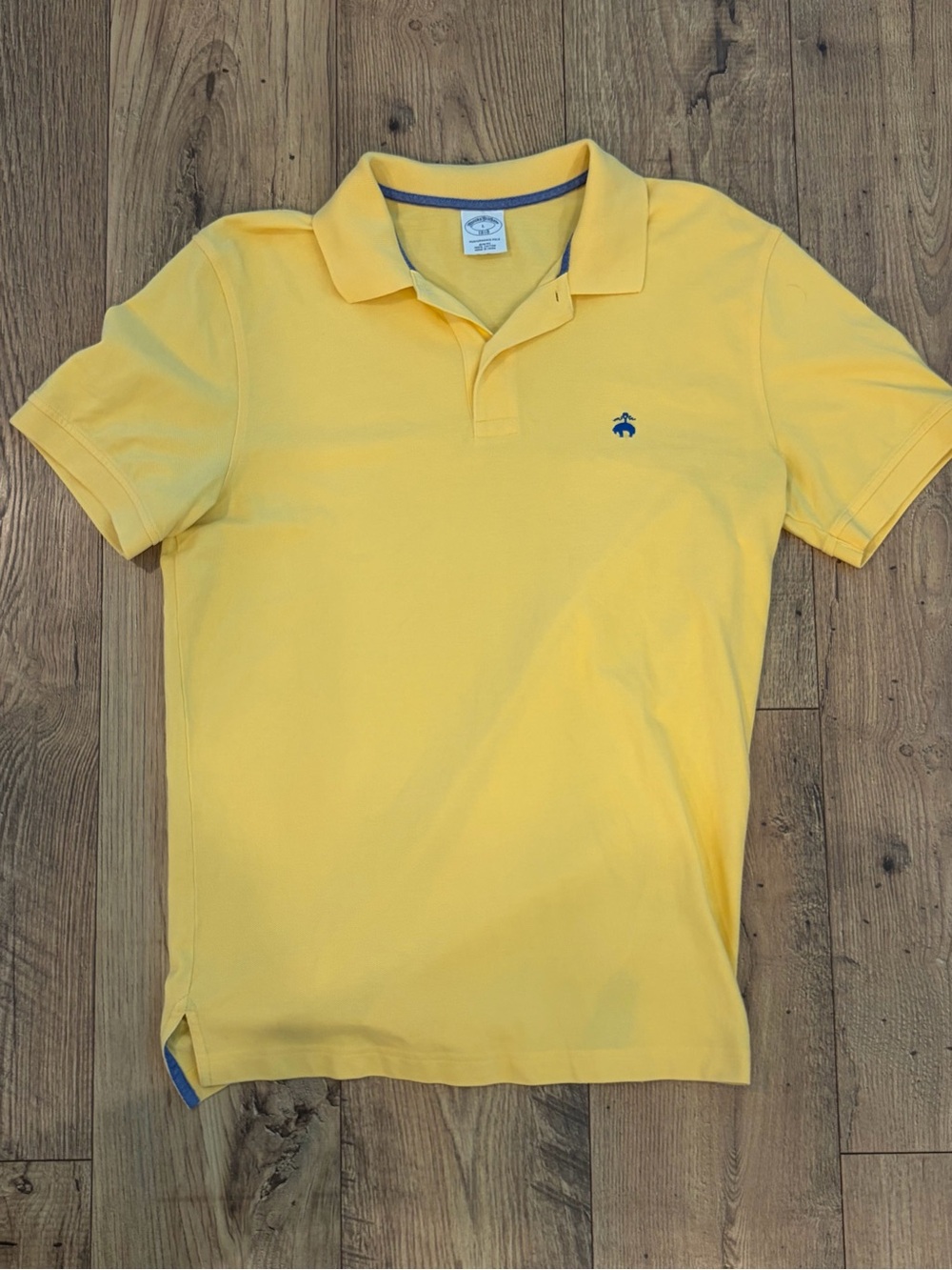 Brooks Brothers Yellow Short-Sleeve Polo with Navy Logo